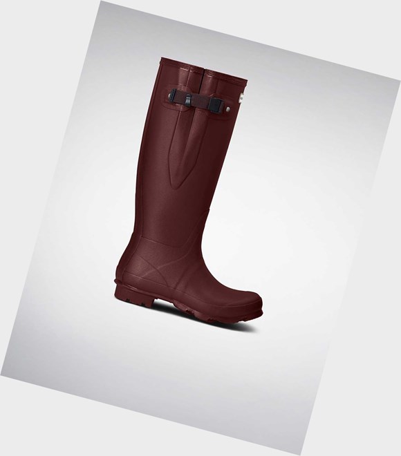 Stivali Corti Donna Hunter Norris Field Side Corta Wellington Adjustable Bordeaux | TKJPYV-086