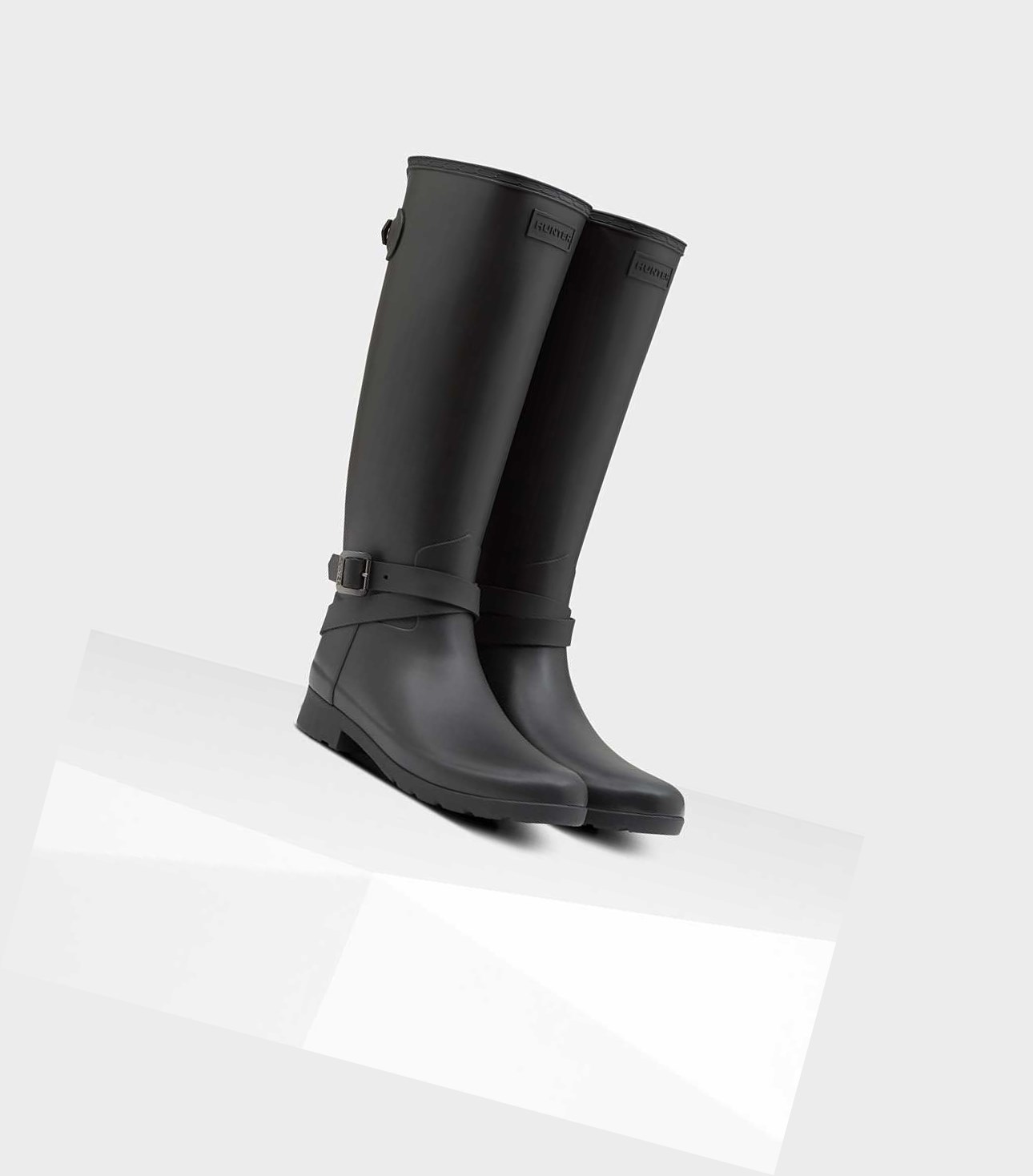 Stivali Alti Donna Hunter Refined Slim Fit Alti Wellington Adjustable Nere | BVXDSY-167