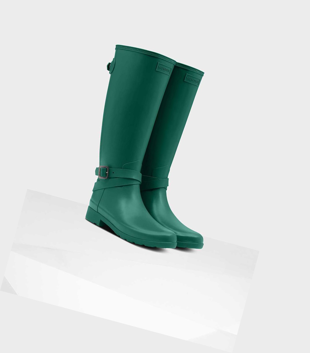 Stivali Alti Donna Hunter Refined Slim Fit Alti Wellington Adjustable Verdi | NYZIWM-432