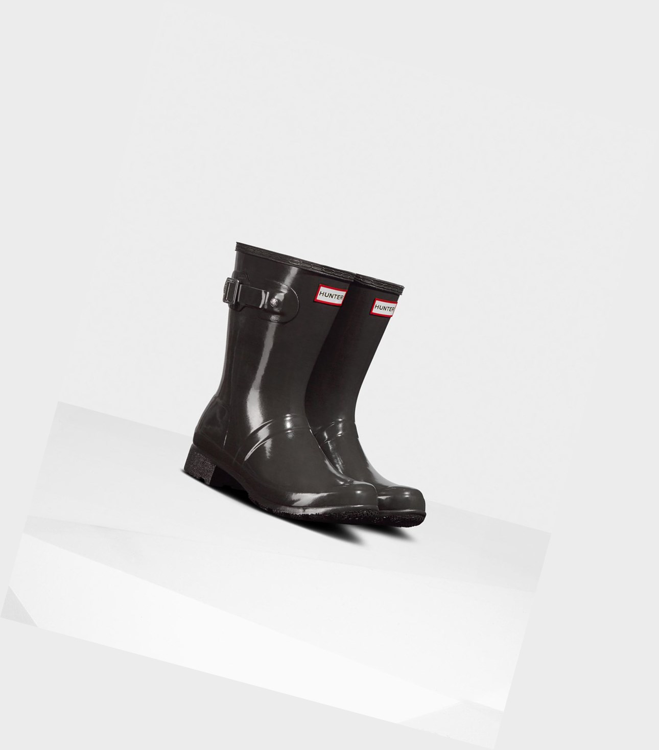Stivali Corti Donna Hunter Original Tour Foldable Gloss Nere | FNSERH-360