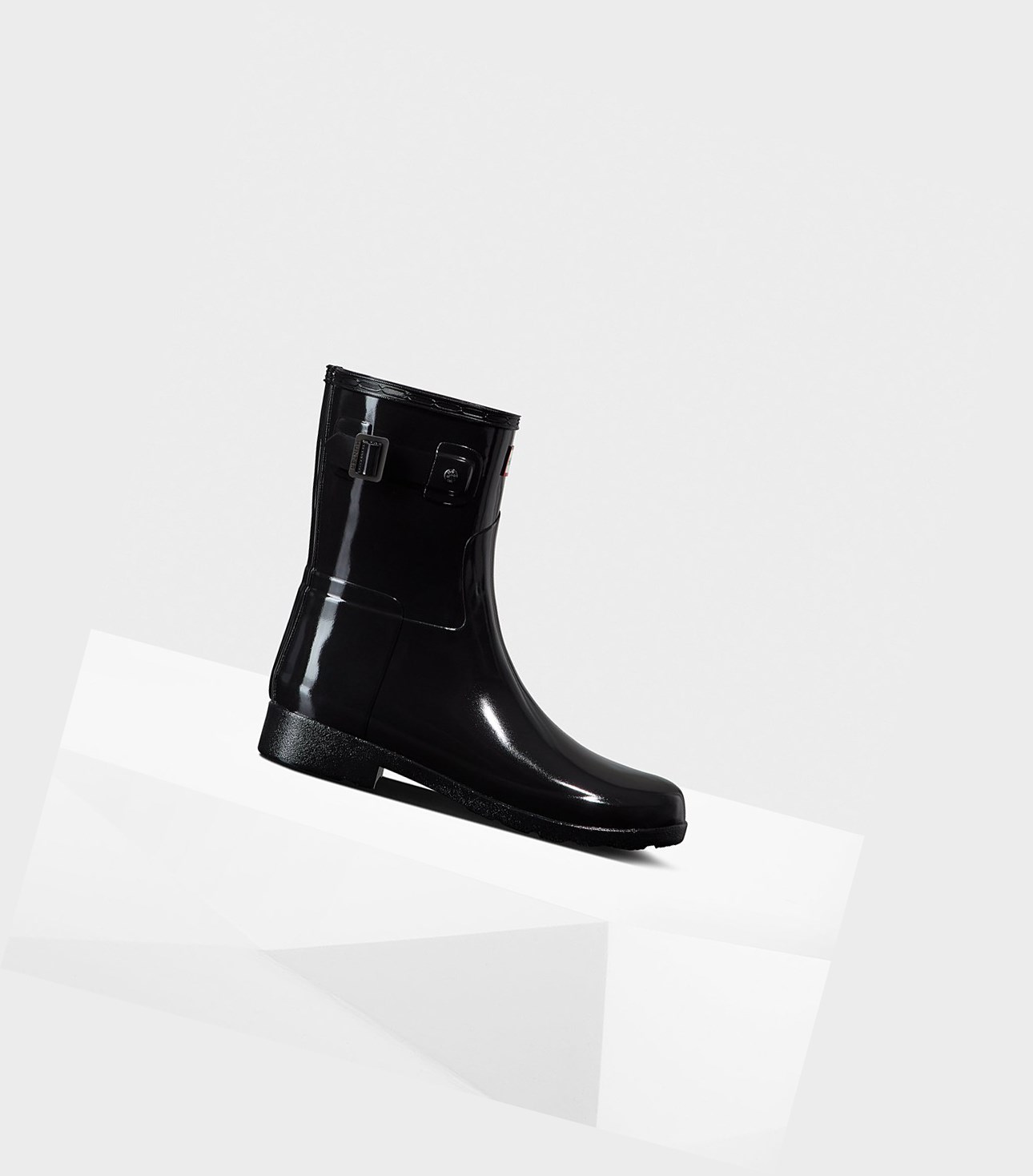 Stivali Corti Donna Hunter Refined Slim Fit Gloss Nere | CMRVBF-327